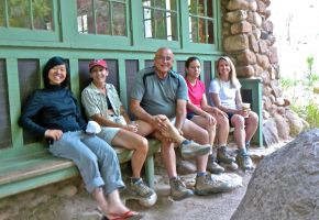 Sandra, Vickie, Rouel Cindy and traveler Hong - We wait for dinner at Phantom Ranch.jpg